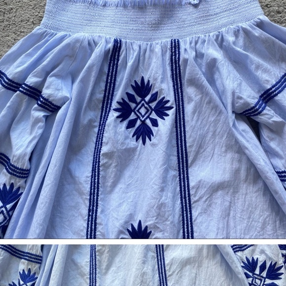 THML Blue Embroidered Off the Shoulder Dress S - Picture 5 of 5